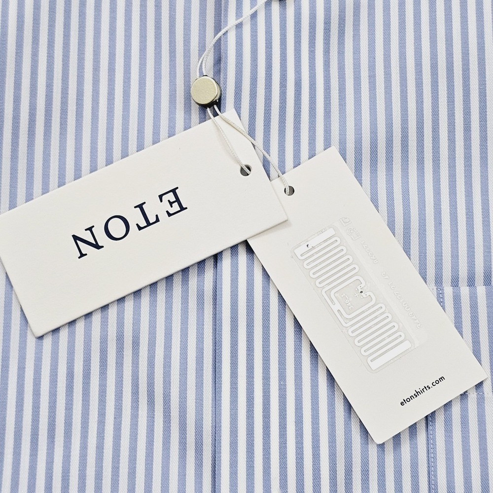 NEW Eton Mens 17 43 Dress Shirt Blue Striped Classic Preppy Business Ivy - Picture 9 of 11